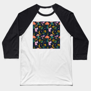 Mushrooms and Flowers Baseball T-Shirt